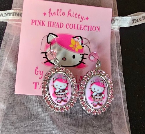 Tarina Tarantino Hello Kitty Pink Head Earrings Brand New