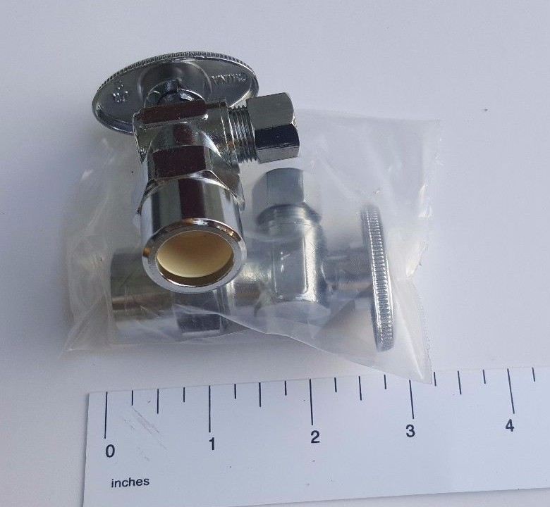 (100) 1/4 TURN ANGLE STOP VALVE COMPRESSION 3/8" OD X 1/2" CPVC (LEAD FREE)