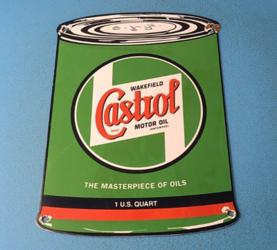Vintage Catrol Motor Oil Sign - Motor Oil Bucket Quart Can Gas Porcelain Sign