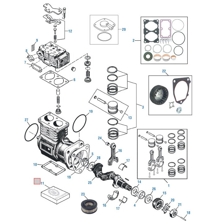 Base Gasket for Bendix TuFlo 550 750 Air Compressor. PAI DGK4116