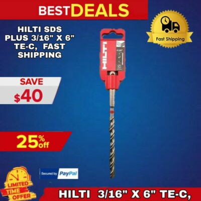 HILTI SDS PLUS 3/16'' X 6'' TE-C, L@@K, SET OF 2, FREE EXTRAS, NEW, FAST SHIPPING