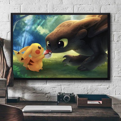 Toothless Pikachu We Are Best Friends Landscape Paper Poster Frameless US Stock