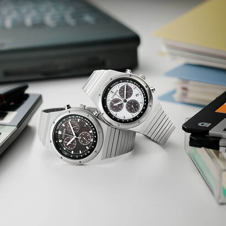 Pre-owned Citizen Collection Record Label 1984 Chronograph At2540-57e Eco-drive Mens Watch