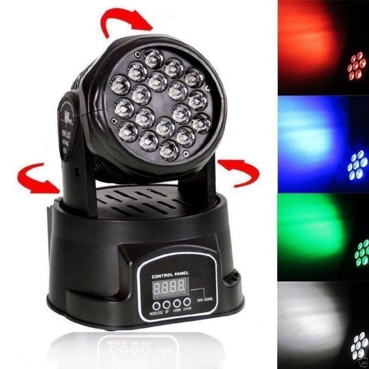 Testa Mobile Faro 18 Led DMX Luce Mini Beam Rgbw 4in1 Feste Palco Party hsb