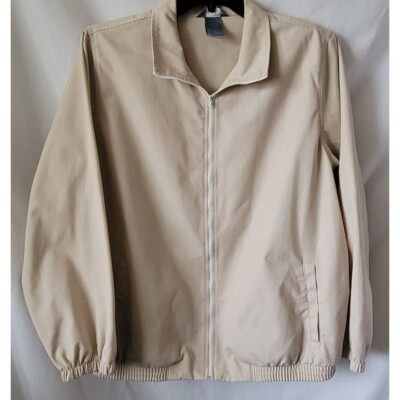 Koret Jacket Women's Full Zip XL Beige pockets shoulder pads Vintage EXC