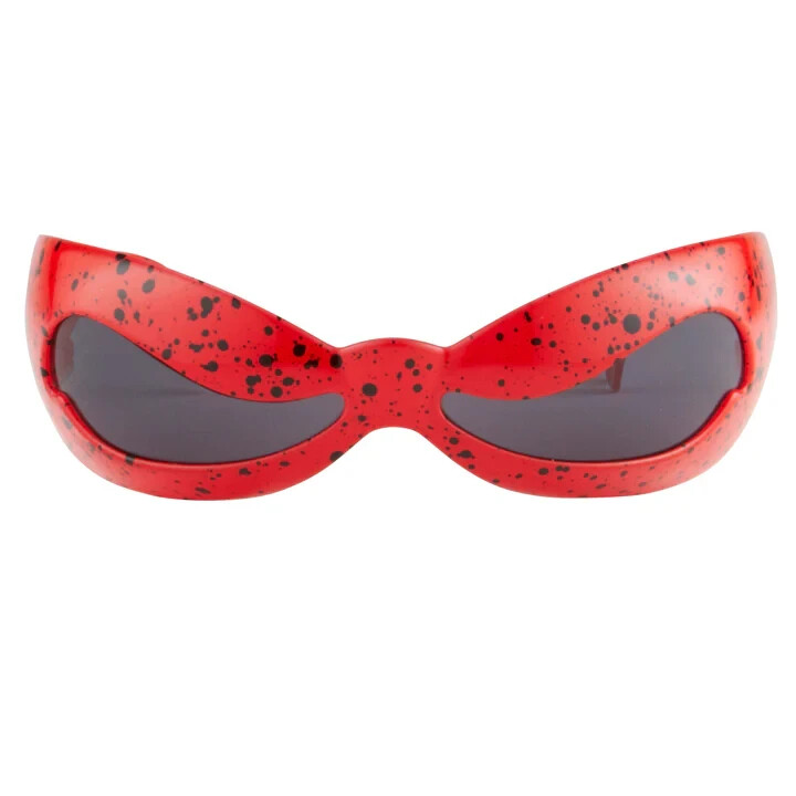 Pre-owned Linda Farrow Jeremy Scott Superhero Red Wave Mask Nuwave Sunglasses