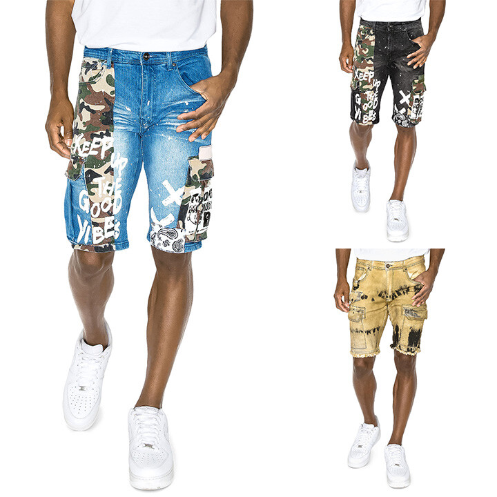 【KOOLOSET】Non-Fade Cargo Bermuda Denim Dark blue denim Dyed denim cargo shorts - Buy Online | Terranova