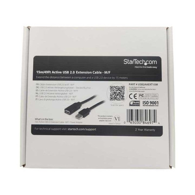 Brand New! StarTech 15m USB 2.0 Active Extension Cable M/F - TAA - USB2AAEXT15M