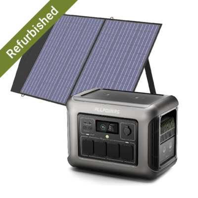 ALLPOWERS 1800W (3000W peak) Power Station + 100W Solar Panel kit LFP Battery