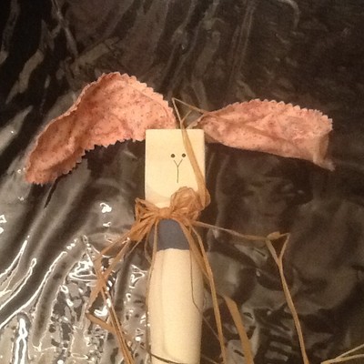 Set of 3 Wooden Spindle Easter family Rabbits with Bendable Ears 1-18 inch, 2-12