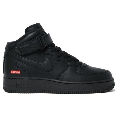 Size 9 - Supreme x Nike Air Force 1 Mid Box Logo - Triple Black
