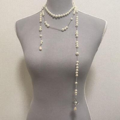 Vivienne Westwood Broken Pearl Necklace Silver w/drawstring