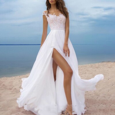 White beach wedding best sale dresses