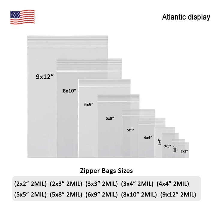 Clear Zip Seal Plastic Bags Jewelry Zipper Top Lock Reclosable Baggies 2ML