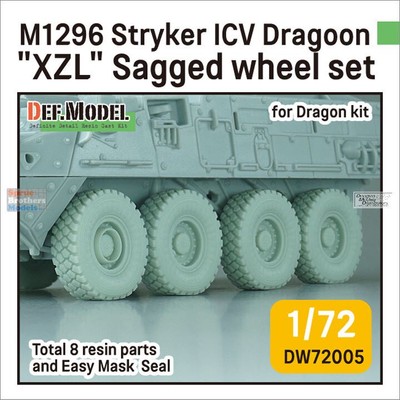 DEFDW72005 1:72 DEF Model M1296 Stryker ICV Dragoon XZL Sagged Wheel Set (DRA