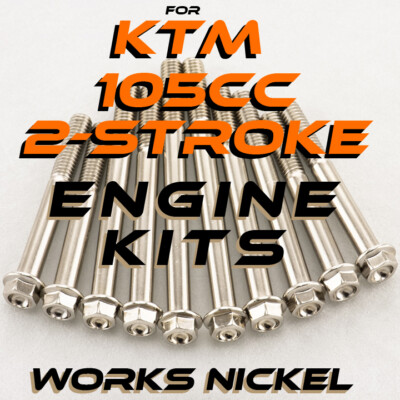 Works Nickel ENGINE Bolt Kit for KTM 105cc TWO-Stroke SX & XC Models
