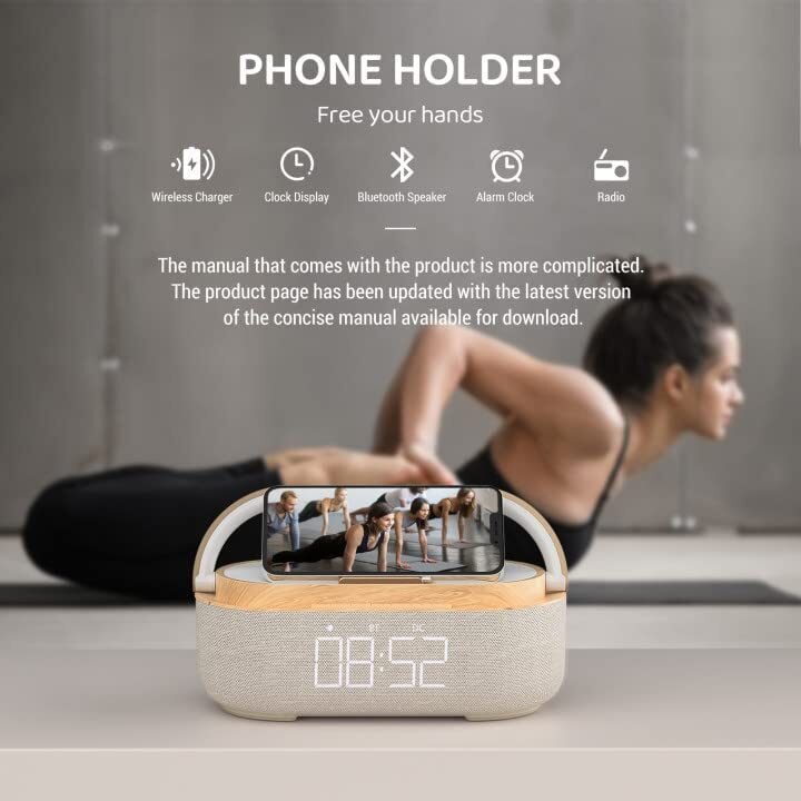 15W Wireless Charger-FM Radio-Bluetooth Speaker-Alarm Clock for Phone 14 13 12