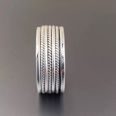Solid 925 Sterling Silver Band Spinner Meditation Handmade Ring For Men & Women