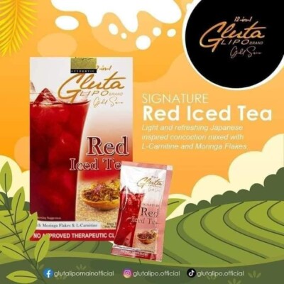 Gluta Lipo Red Iced Tea 12-in-1  Detox Slimming Whitening Anti-Aging 10 Sachets