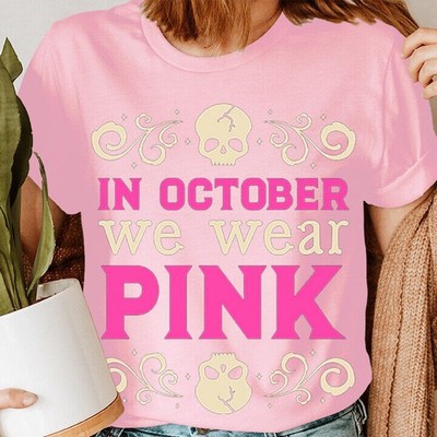 En octubre We We Wear Pink Skull Breast Cancer Awareness 2023 camiseta para...