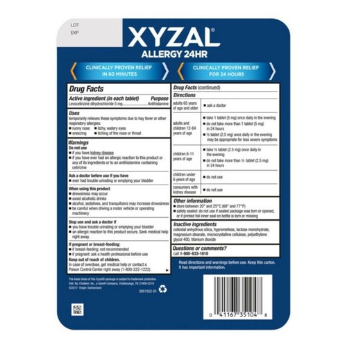 Xyzal Allergy 24 Hour (110 ct. Tablets)