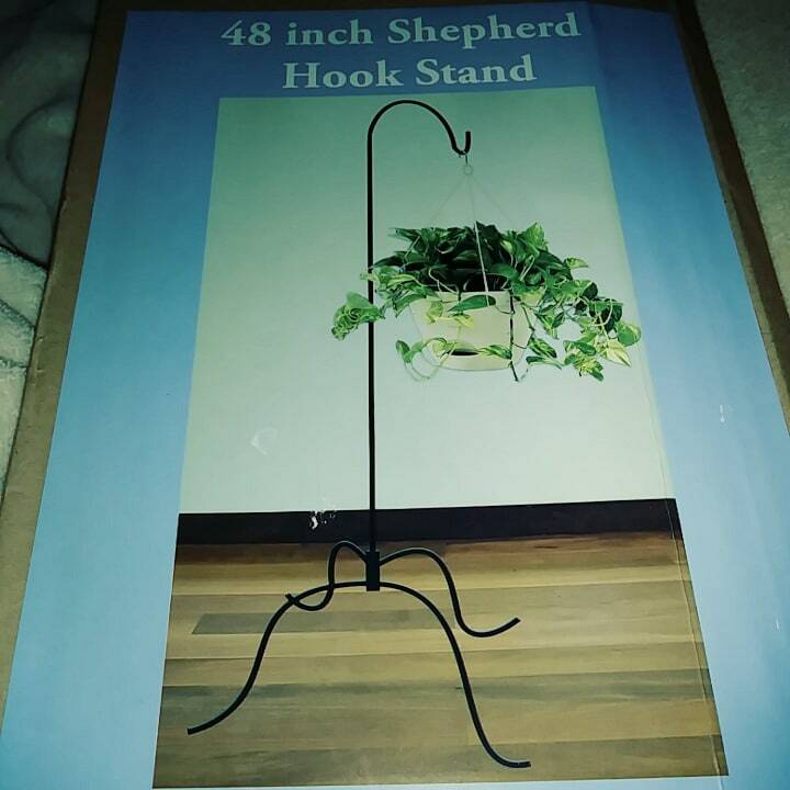 Shepherd Hook Stand Indoor Only 48in Black Iron Wire hanging planters