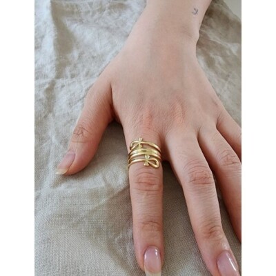 Gold Egyptian Ankh Ring, Gothic Egyptian Goddess Ring, Adjustable Statement Ring