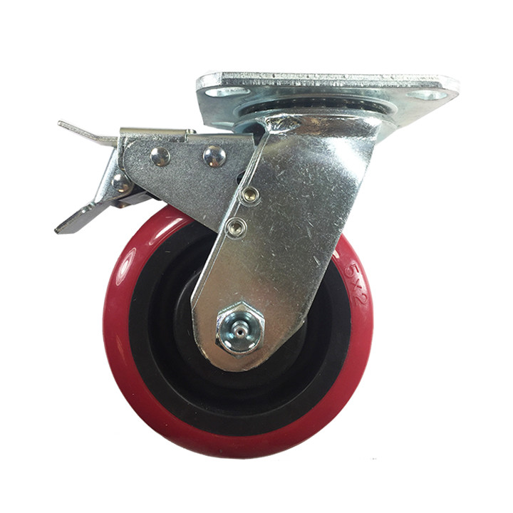 5" x 2" Heavy Duty "Polyurethane Wheel" Caster - 4 Swivels with Total Lock Brake