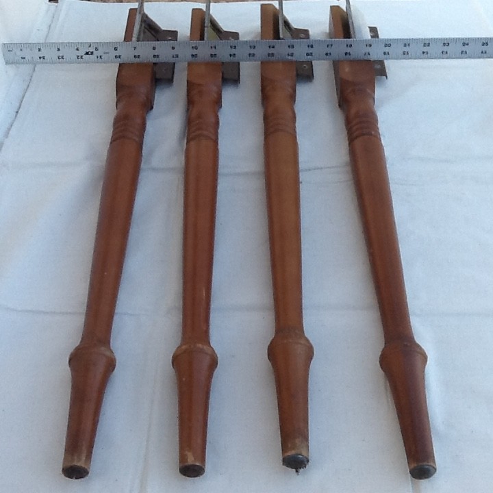 SET OF 4 VINTAGE 30 INCH WOODEN TABLE LEGS W/ Hardware