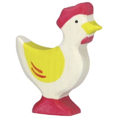 Wooden Tiger 80018 Chicken standing yellow 7 cm Wooden Figures Series Farmland
