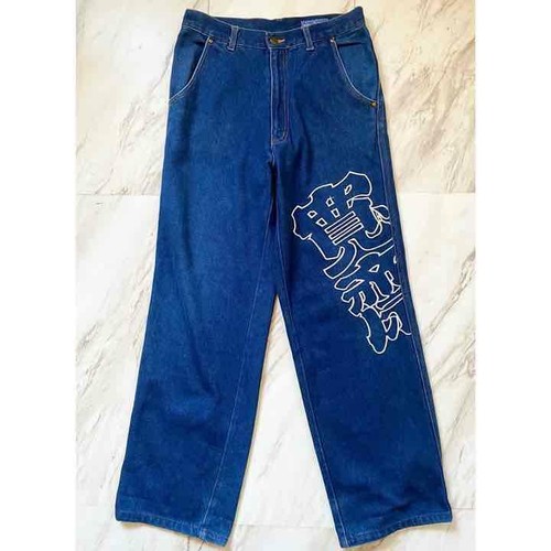 Kansai Yamamoto KANSAI MAN Wide Denim Pants Jeans Logo Vintage 90's From  Japan