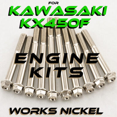 Works Nickel ENGINE Bolt Kit | Kawasaki KX450F | Beautiful finish for your bike!