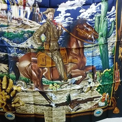 1993 HERMES Pony Express 100% Silk Scarf Kermit Oliver Black 90 cm Unused NEW