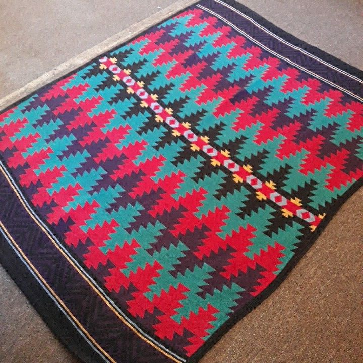 Vintage 90s Bath Sheet Towel Multi Geometric Southwestern Aztec 60x40