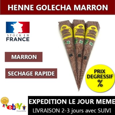 🇨🇵 Cone de henné henna GOLECHA Marron FONCE 🚚 Livraison suivi OFFERTE ✅PROMO 