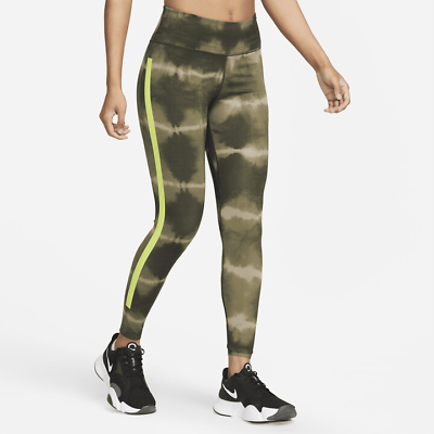 Nike Women's One Luxe Sequoia/Green Printed Training Leggings