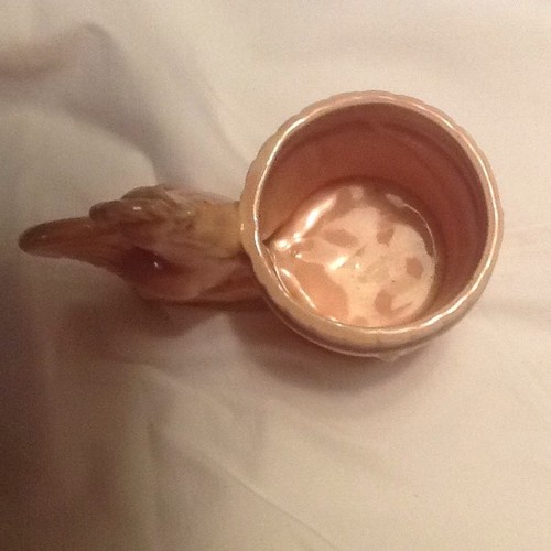 Vintage Pink Pottery Rooster Pail Bucket Succulents Planter Trinket Holder Nice