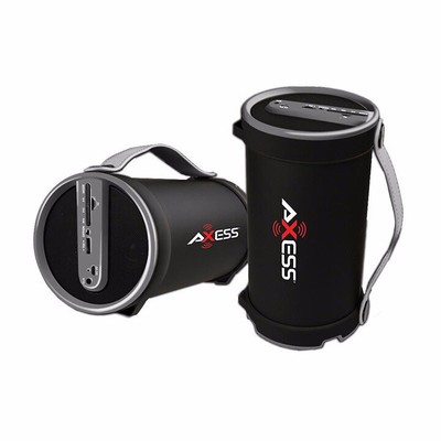 Axess Grey Portable Bluetooth IndoorOutdoor 2.1 HiFi Cylinder Loud Speaker with