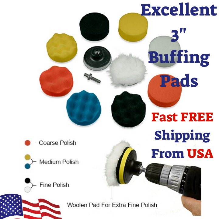 11pcs 3” Set Polishing Waxing Buffing Pad Sponge Kit Drill Easy To Use Excellent