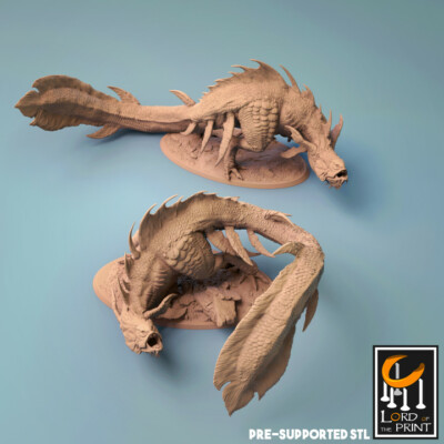 DEPTH WALKERS Akhelian Eel Mount Deepkin Duo - D&D RPG Proxy Lord of the Print