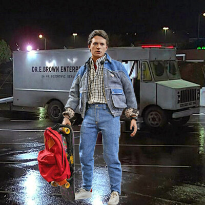 1/6 BTTF Backdrop 15''x15'' - For 1/6 Marty Mcfly Doc Brown MMS610 MMS257 Back