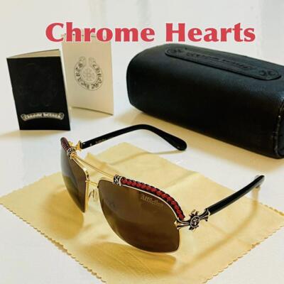 CHROME HEARTS BAXTER-B Sunglasses Black Red 64□12 125 GOLD