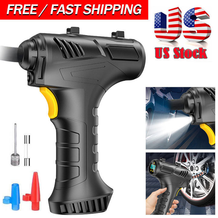 US Automatic LCD Digital Car Tyre Pump Inflator Cordless Handheld Air Compressor