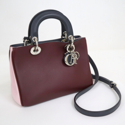 Christian Dior Diorissimo 2Way Bag Bordeaux Pink Leather