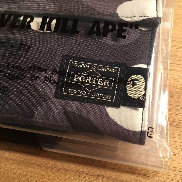 Pre-owned Porter Yoshida A Bathing Ape Bape Long Wallet Black Camo