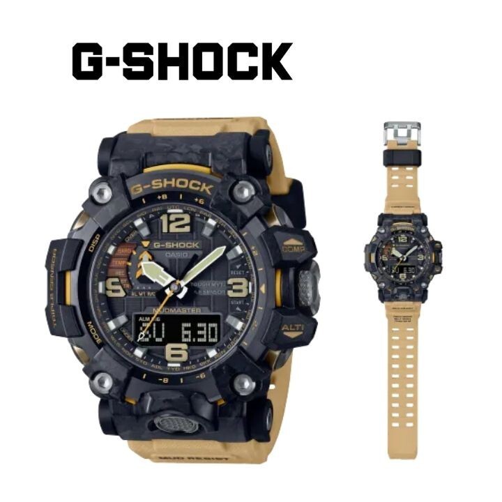 Pre-owned Casio Shock Master Triple Sensor Tan Beige Solar Watch Gwg-2000-1a5