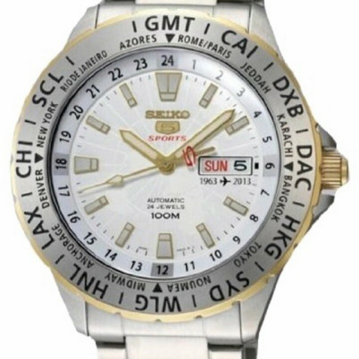 Pre-owned Seiko 5 Sports Srp438k1 Automatic Watch 50th Anniversary Gmt World Time 100m