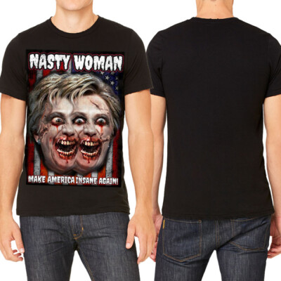 Hillary Clinton Zombie Nasty Woman Humor President Democrat Mens T-Shirt Black