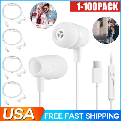 USB C Type C Headphones Earphones with Mic For Samsung Galaxy S22 S23 Plus Lot