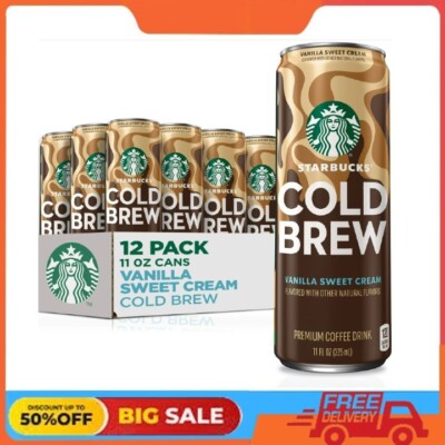 Starbucks Cold Brew Coffee, Vanilla Sweet cream, 11 fl oz Cans,12 Cans